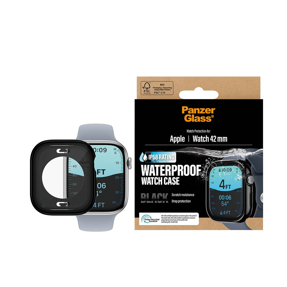 PanzerGlass® Waterproof Full Body Case Sort Apple Watch Series 11 | 10 | 42mm
